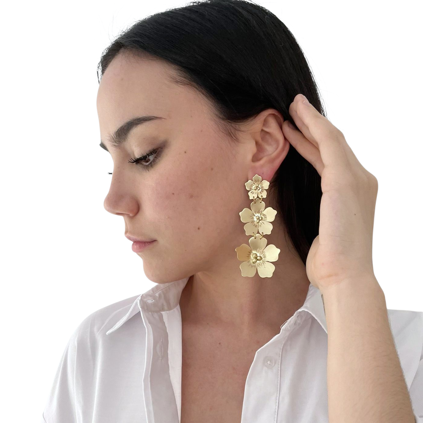 Pendiente Tres Flores Floreciendo