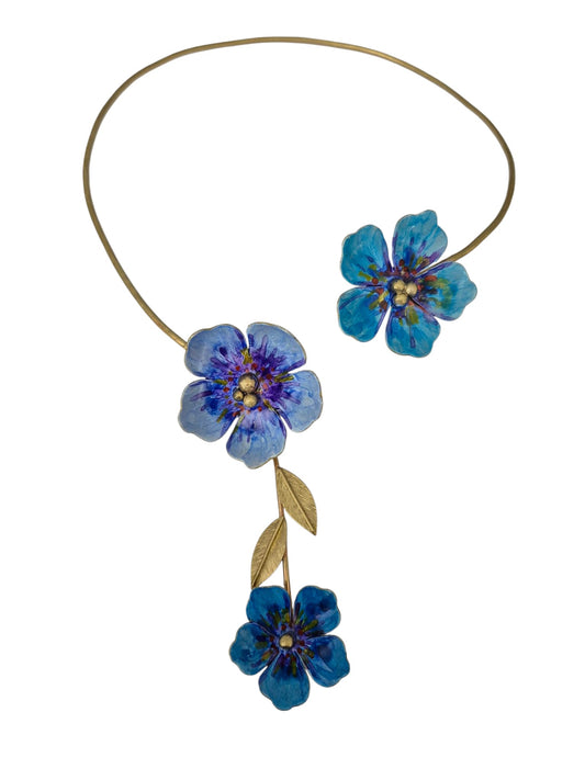 Gargatilla Rígida Flores Pintadas - Azul