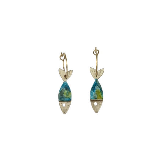 Pendientes pez Chicharro Pintado- Argollas Pequeñas