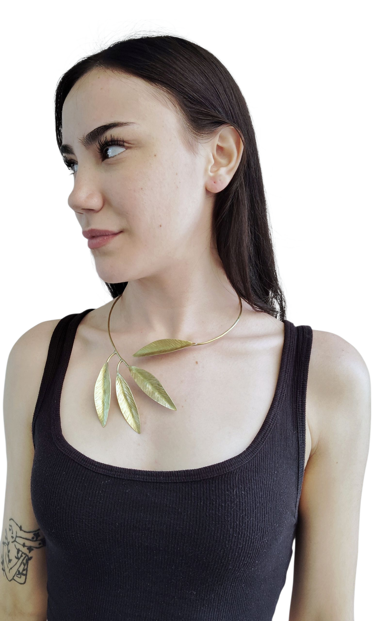 Gargantilla Rígida Cuatro Hojas Oliva