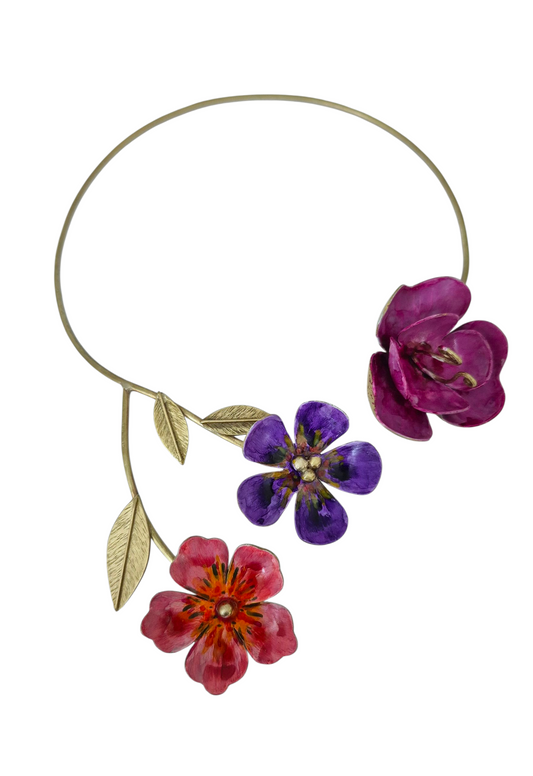 Gargatilla Rígida Flores Pintadas - Púrpura