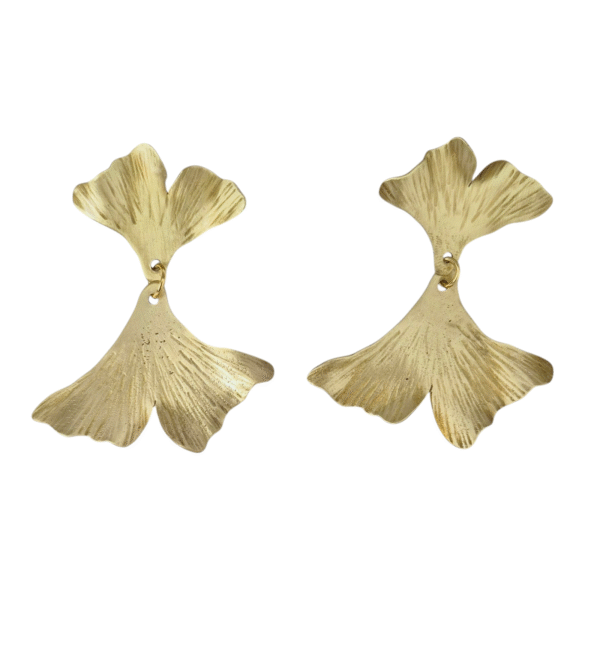 Pendientes  Ginkgo   Dos  hojas Grandes - Imagen 2
