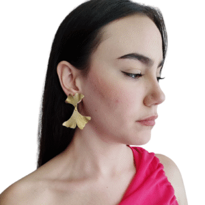 Pendientes  Ginkgo   Dos  hojas Grandes