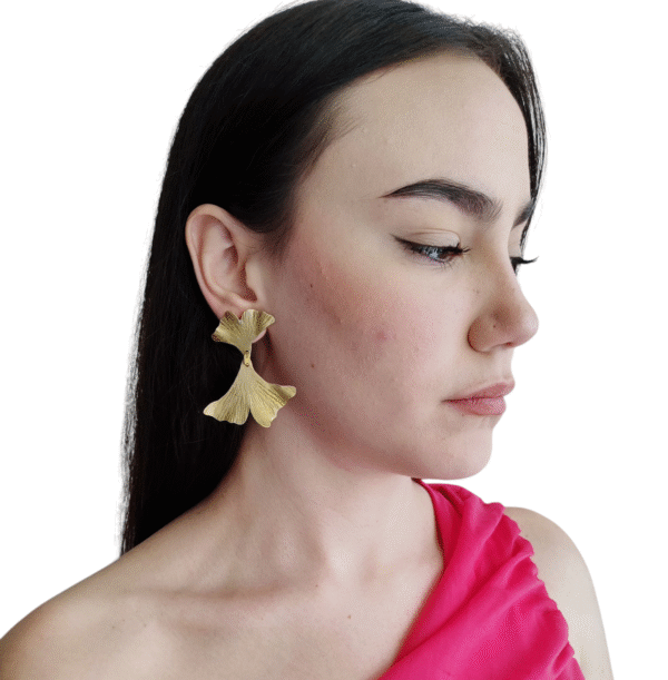 Pendientes  Ginkgo   Dos  hojas Grandes