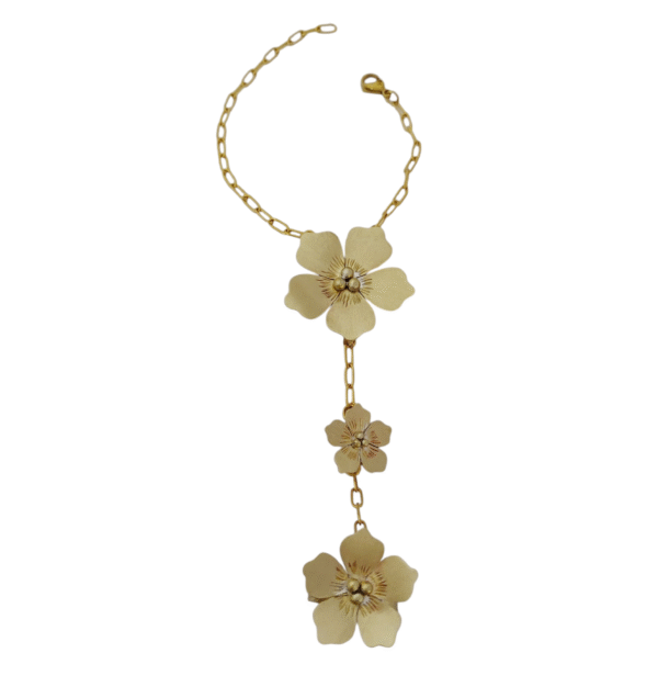 Pulsera - Anillo   Ajustable   Tres Flores - Imagen 3