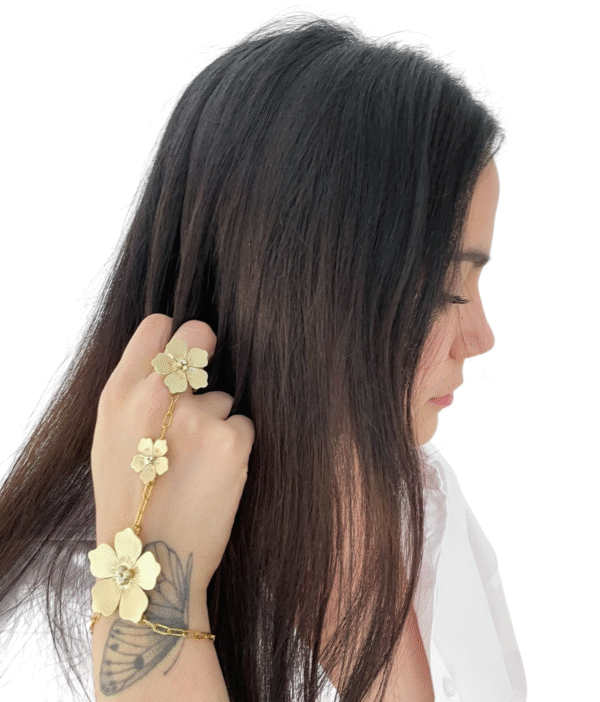 Pulsera - Anillo   Ajustable   Tres Flores